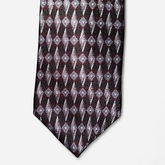 Purple and Black Vintage Geometric Silk Neck Tie - Picture 2 of 5